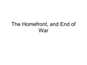 The Homefront, and End of War