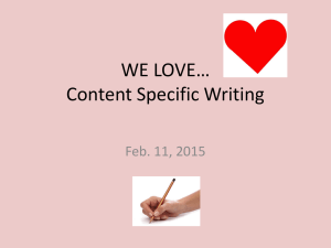 WE LOVE… Content Specific Writing Feb. 11, 2015