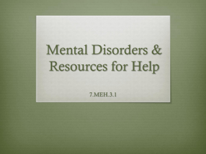 Mental Disorders &amp; Resources for Help 7.MEH.3.1