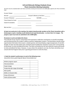 Cell and Molecular Biology Graduate Group Thesis Committee Meeting Evaluation