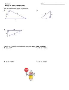 Pythagorean Triples Worksheet I