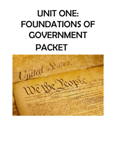 UNIT ONE: FOUNDATIONS OF GOVERNMENT PACKET