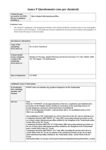 Annex F Questionnaire (one per chemical) Chemical name