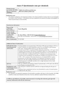 Annex F Questionnaire (one per chemical) Alpha-hexachlorocyclohexane Beta-hexachlorcyclohexane Chemical name