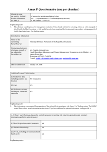 Annex F Questionnaire (one per chemical)