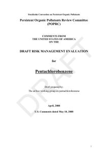 Pentachlorobenzene Persistent Organic Pollutants Review Committee (POPRC) DRAFT RISK MANAGEMENT EVALUATION
