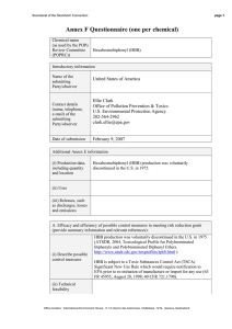 Annex F Questionnaire (one per chemical)