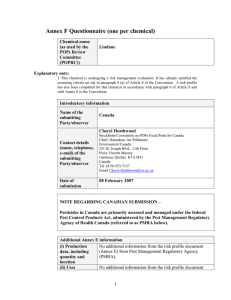 Annex F Questionnaire (one per chemical) Chemical name  (as used by the