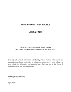 Alpha-HCH WORKING DRAFT RISK PROFILE