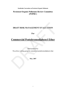 Commercial Pentabromodiphenyl Ether Persistent Organic Pollutants Review Committee (POPRC) DRAFT RISK MANAGEMENT EVALUATION