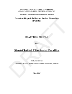 CONTAINS COMMENTS FROM R FENSTERHEIM, CHLORINATED PARAFFINS INDUSTRY ASSOCIATION