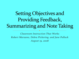 Classroom Instruction That Works Robert Marzano, Debra Pickering, and Jane Pollock