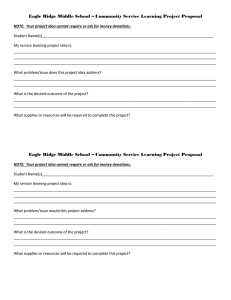 Eagle Ridge Middle School – Community Service Learning Project Proposal