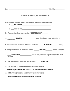 Colonial America Quiz Study Guide