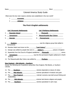 Colonial America Study Guide