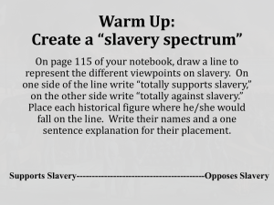 Warm Up: Create a “slavery spectrum”