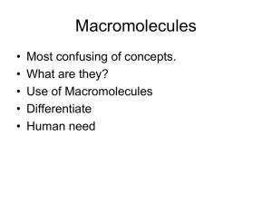 Macromolecules • Most confusing of concepts. • What are they?