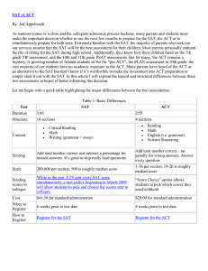 SAT vs ACT  By: Jed Appelrouth