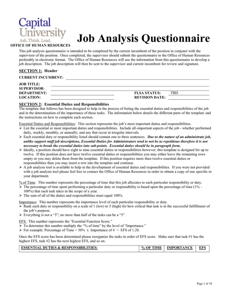 job analysis assignment