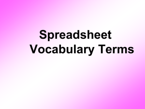Spreadsheet Vocabulary Terms