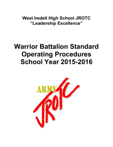 Warrior Battalion Standard Operating Procedures School Year 2015-2016 West Iredell High School JROTC