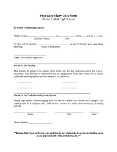 Post-Secondary Visit Form North Iredell High School