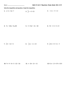 Name: ___________________________  Math 8 Unit 2 Equations Study Guide SOL 8.15