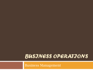 BUSINESS OPERATIONS Business Management