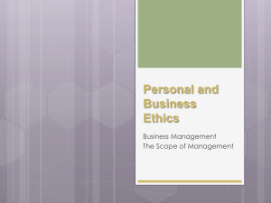 Personal and Business Ethics Business Management