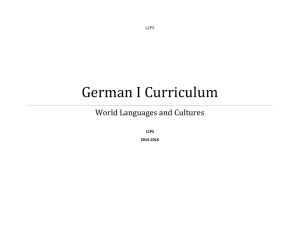 German I Curriculum World Languages and Cultures  LCPS