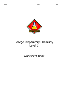 College Preparatory Chemistry Level 1 Worksheet Book