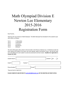Math Olympiad Division E Newton Lee Elementary 2015-2016 Registration Form