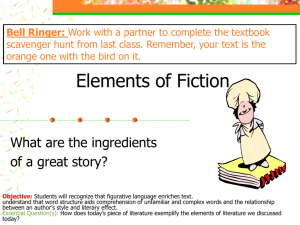 Elements of Fiction What are the ingredients of a great story? Bell Ringer: