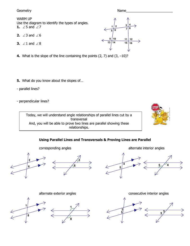 Document 21 With Regard To Parallel Lines And Transversals Worksheet