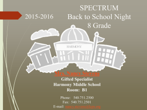 SPECTRUM Back to School Night 8 Grade 2015-2016