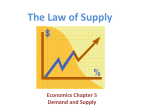 The Law of Supply Economics Chapter 5 Demand and Supply