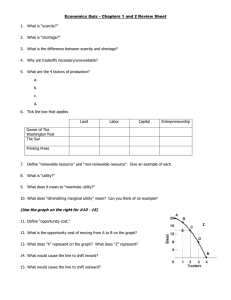 Economics Quiz – Chapters 1 and 2 Review Sheet