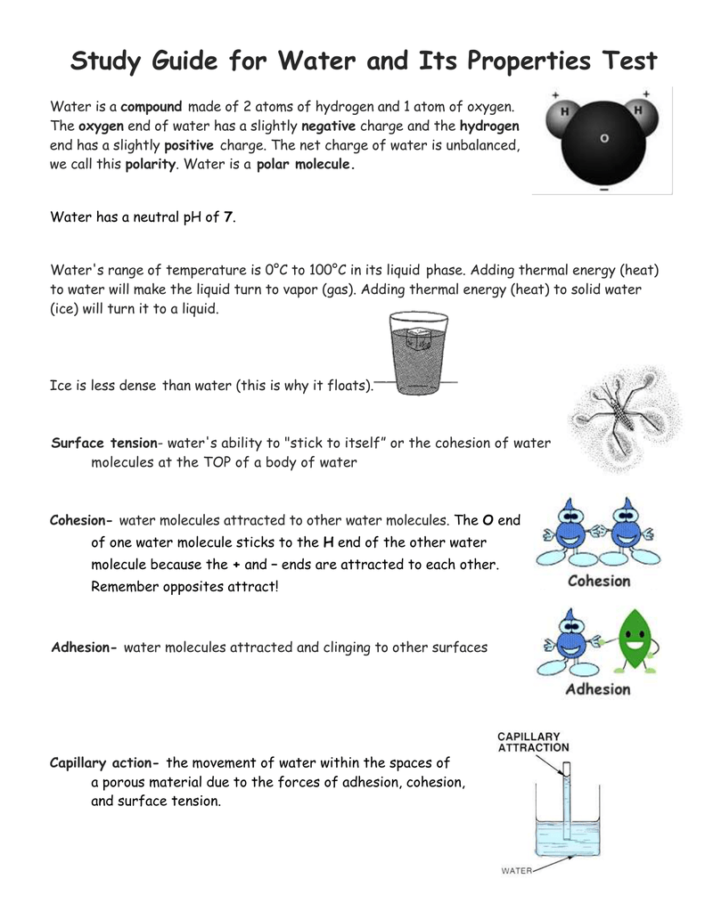 properties of water assignment quizlet