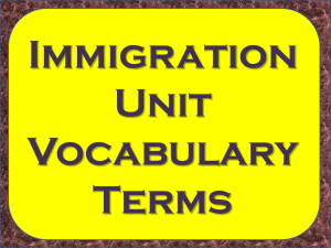 Immigration Unit Vocabulary Terms