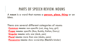 PARTS OF SPEECH REVIEW: NOUNS noun or an idea.
