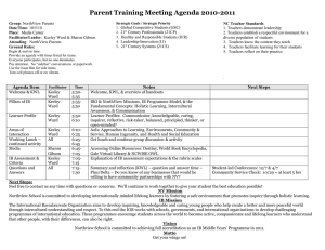 Parent Training Meeting Agenda 2010-2011