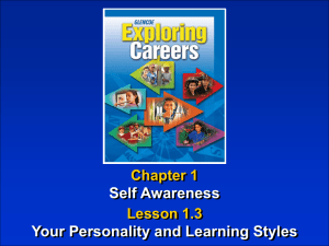 Self Awareness Your Personality and Learning Styles Chapter 1 Lesson 1.3