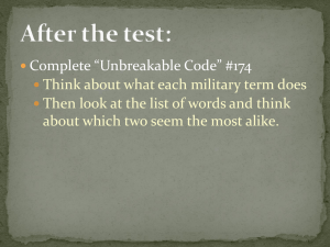 Complete “Unbreakable Code” #174 Think about what each military term does
