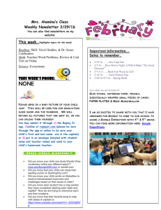NONE  Mrs. Alamina’s Class Weekly Newsletter 2/29/16