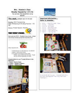 Mrs. Alamina’s Class Weekly Newsletter 2/1/16 This week…