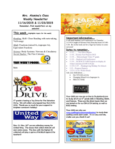 Mrs. Alamina’s Class Weekly Newsletter 11/16/2015 &amp; 11/23/2015