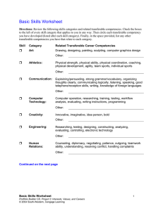 Basic Skills Worksheet