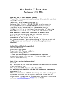 Mrs. Reavis’s 2 Grade News September 2-5, 2014