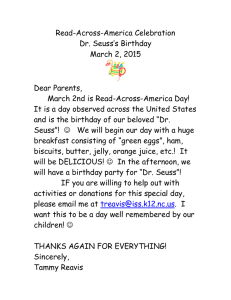 Read-Across-America Celebration Dr. Seuss’s Birthday March 2, 2015