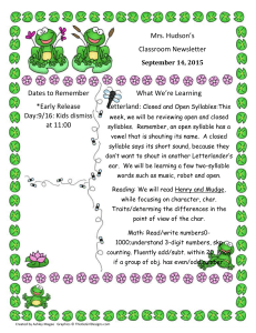 Mrs. Hudson’s Classroom Newsletter What We’re Learning Dates to Remember
